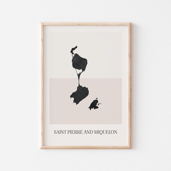 Saint Pierre And Miquelon Map Poster Print Minimalist Boho Wall Art
