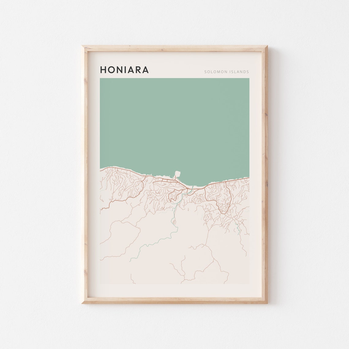 Honiara Solomon Islands Minimalist Map Poster Pacific Coastline
