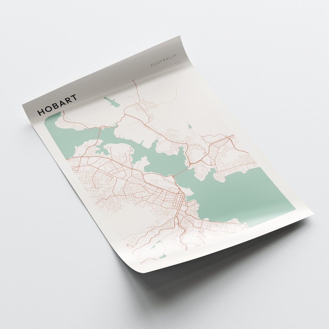 Hobart Tasmania Australia Modern Minimalist Harbor Map Poster - Image 2