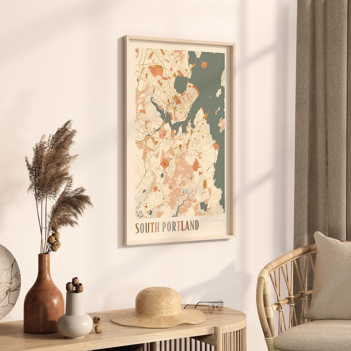South Portland Map Poster, Boho Maine Travel Art - Image 3