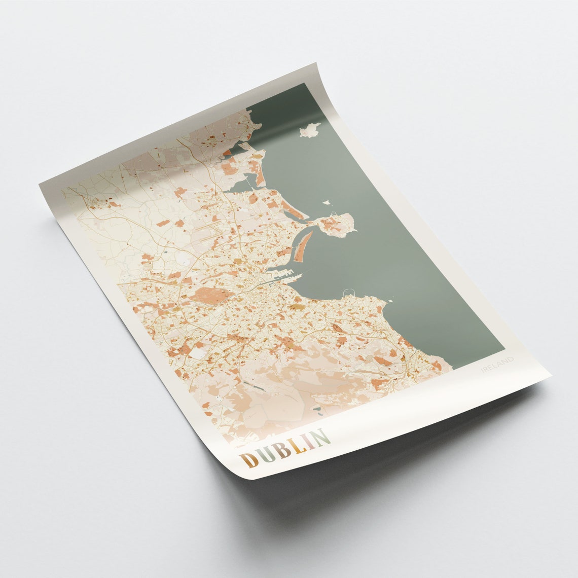Dublin Ireland Minimalist Street Map Poster in Boho Neutral Tones - Image 2