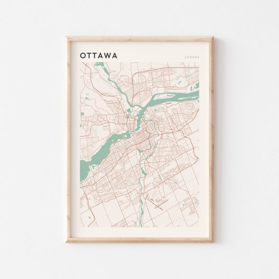 Ottawa Map Poster, Canada Travel Map Art Print