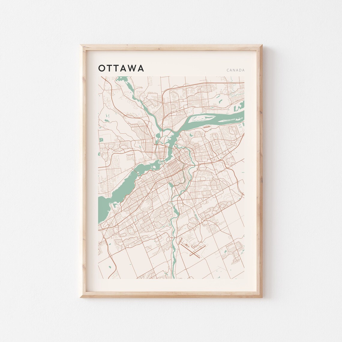 Ottawa Map Poster, Canada Travel Map Art Print