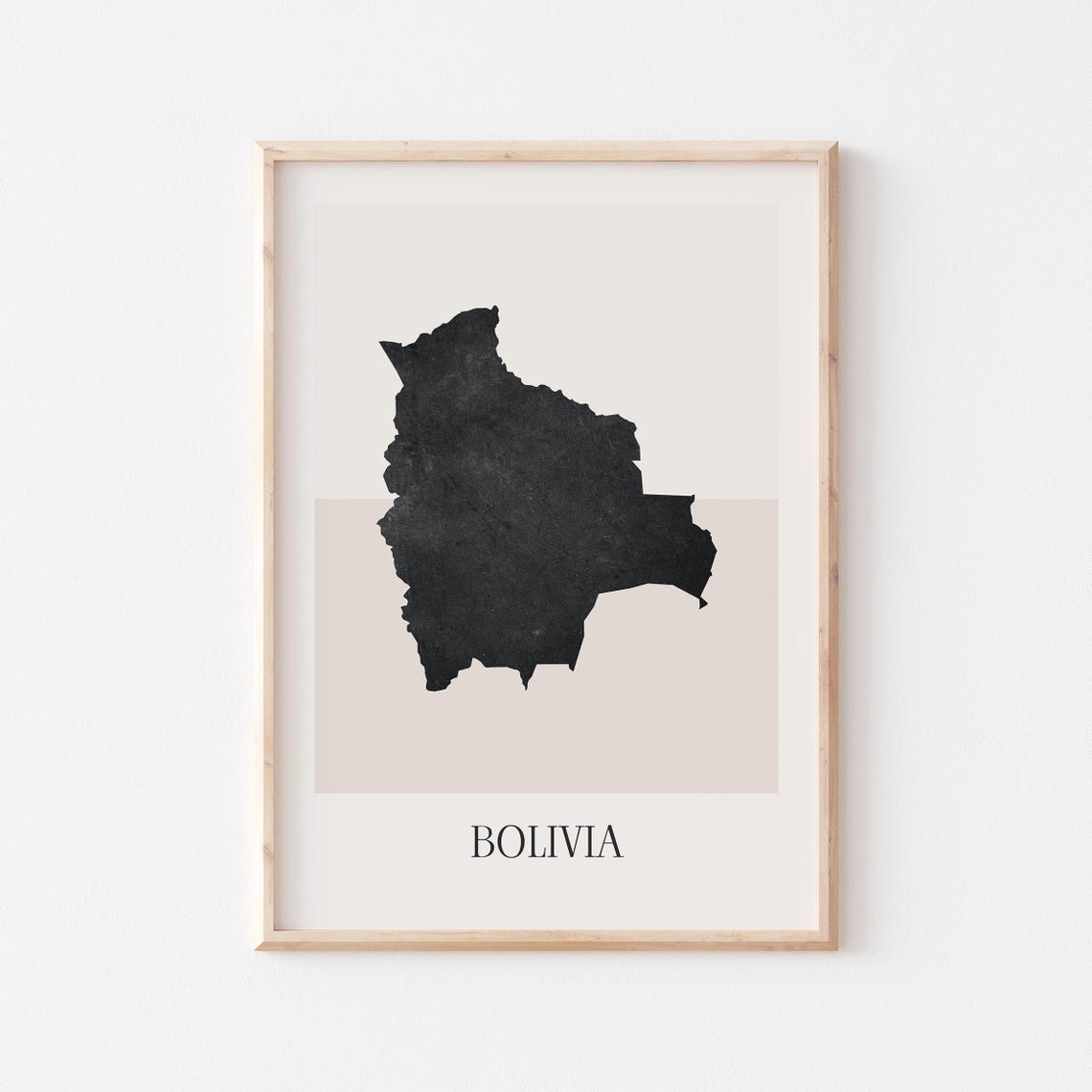 Bolivia Boho Minimalist Black Country Silhouette Map Art Poster