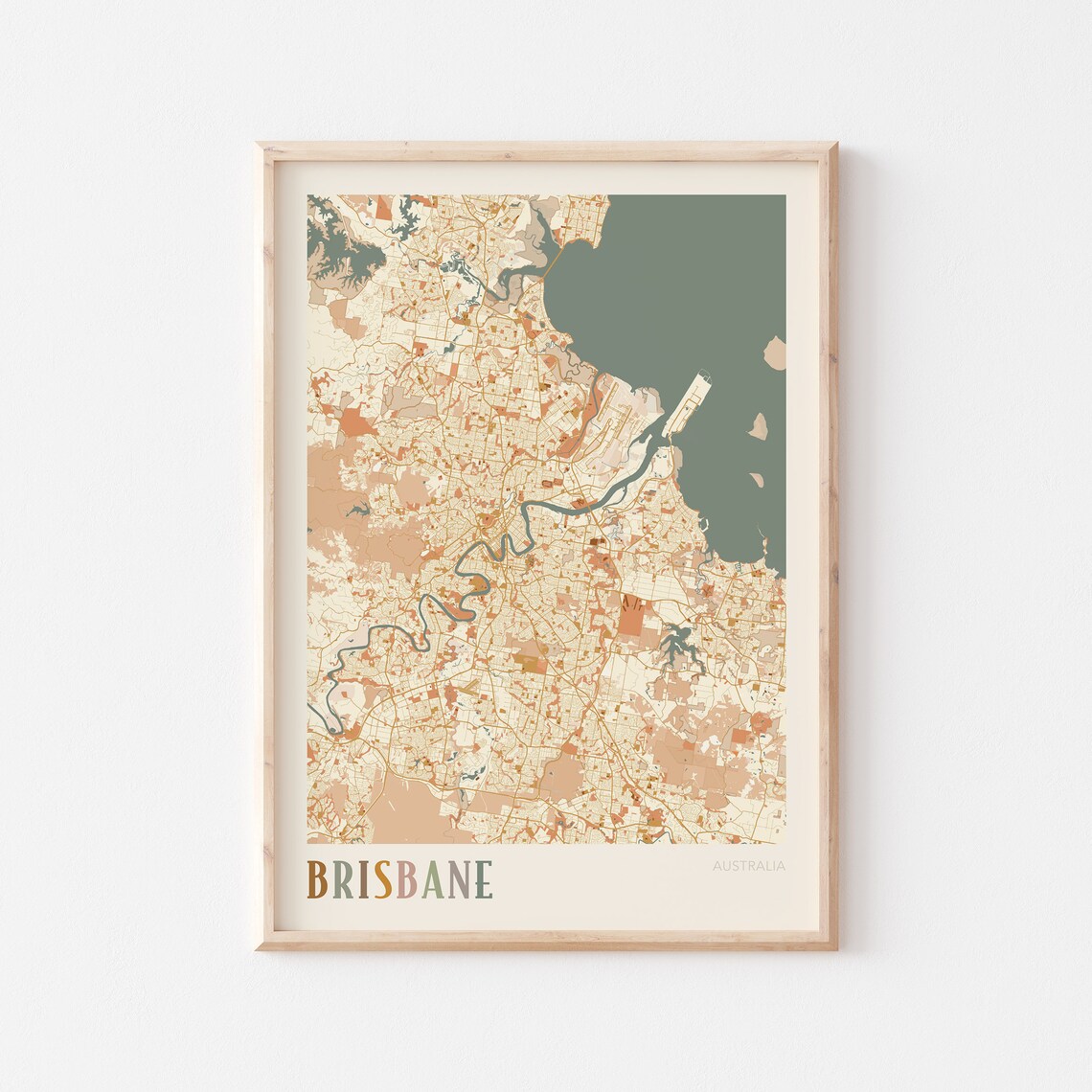 Brisbane Map Poster, Boho Travel Wall Art