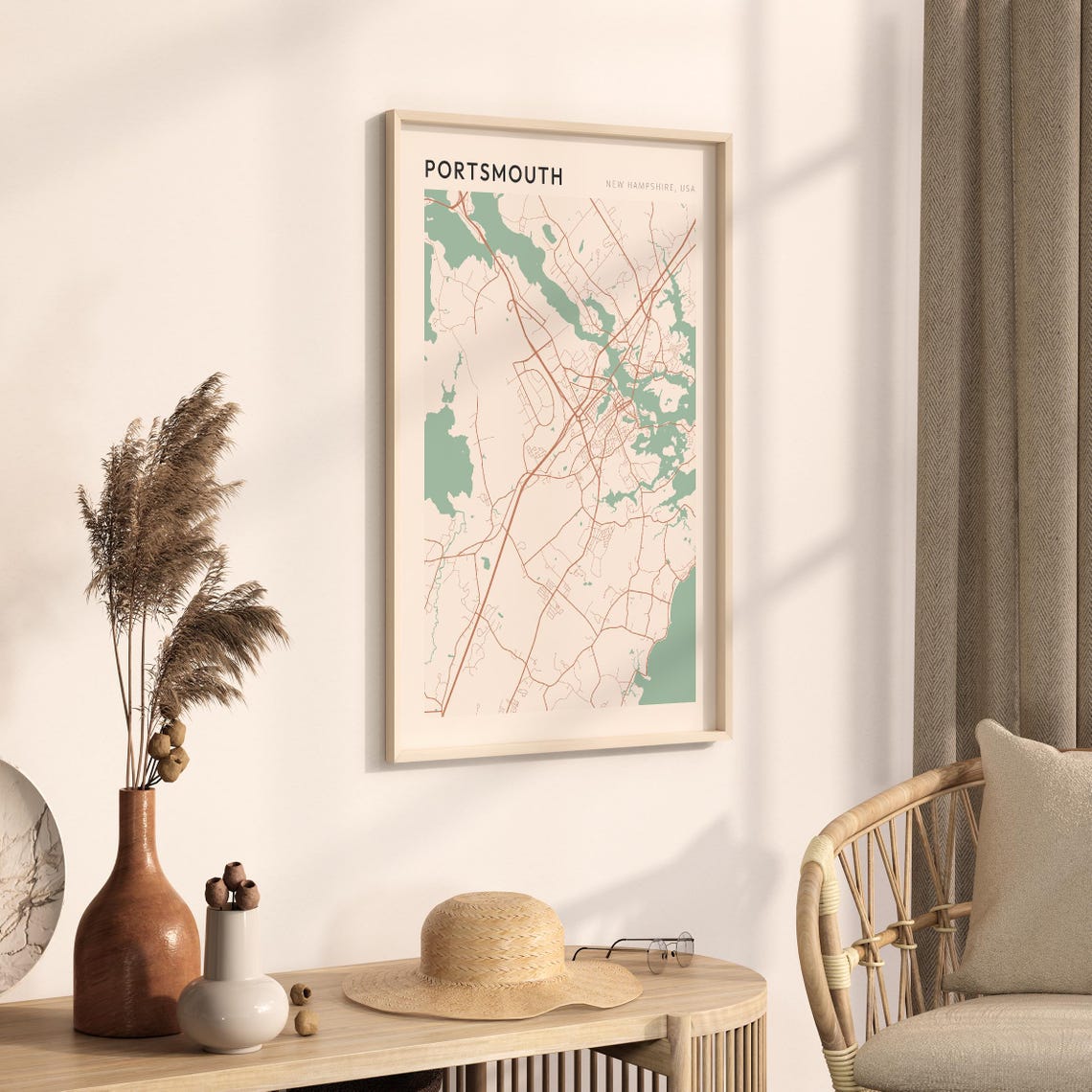 Portsmouth Map Poster Portsmouth Print Portsmouth Poster Portsmouth Wall Art New Hampshire Travel Gift Minimalist Decor - Image 3