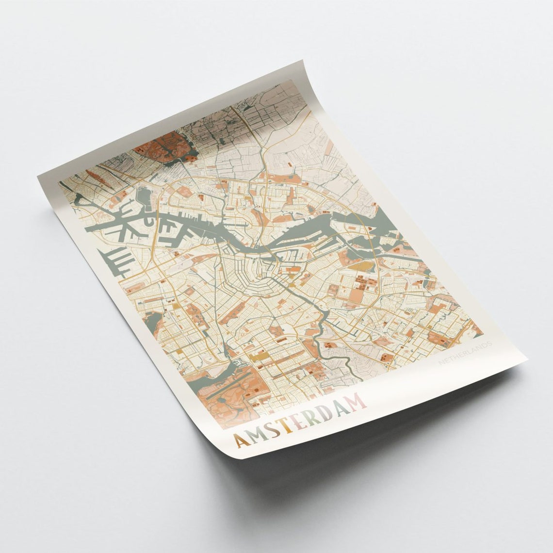 Amsterdam Map, Boho Travel Art Print - Image 2