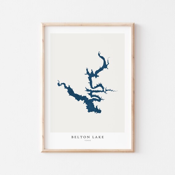 Belton Lake Print Poster Art Wall Map House Gift Texas