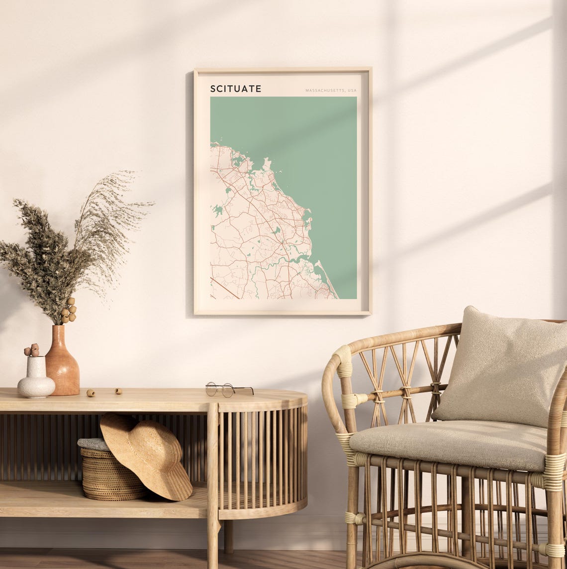 Scituate Massachusetts Modern Minimalist City Street Map Art Poster - Image 2