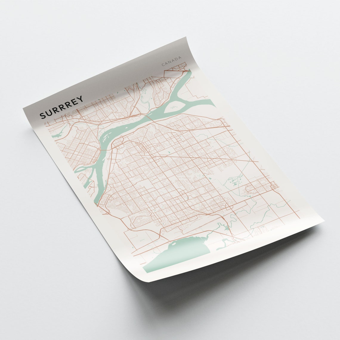 Surrrey Canada Minimalist City Street Map Art Poster Home Decor - Image 2