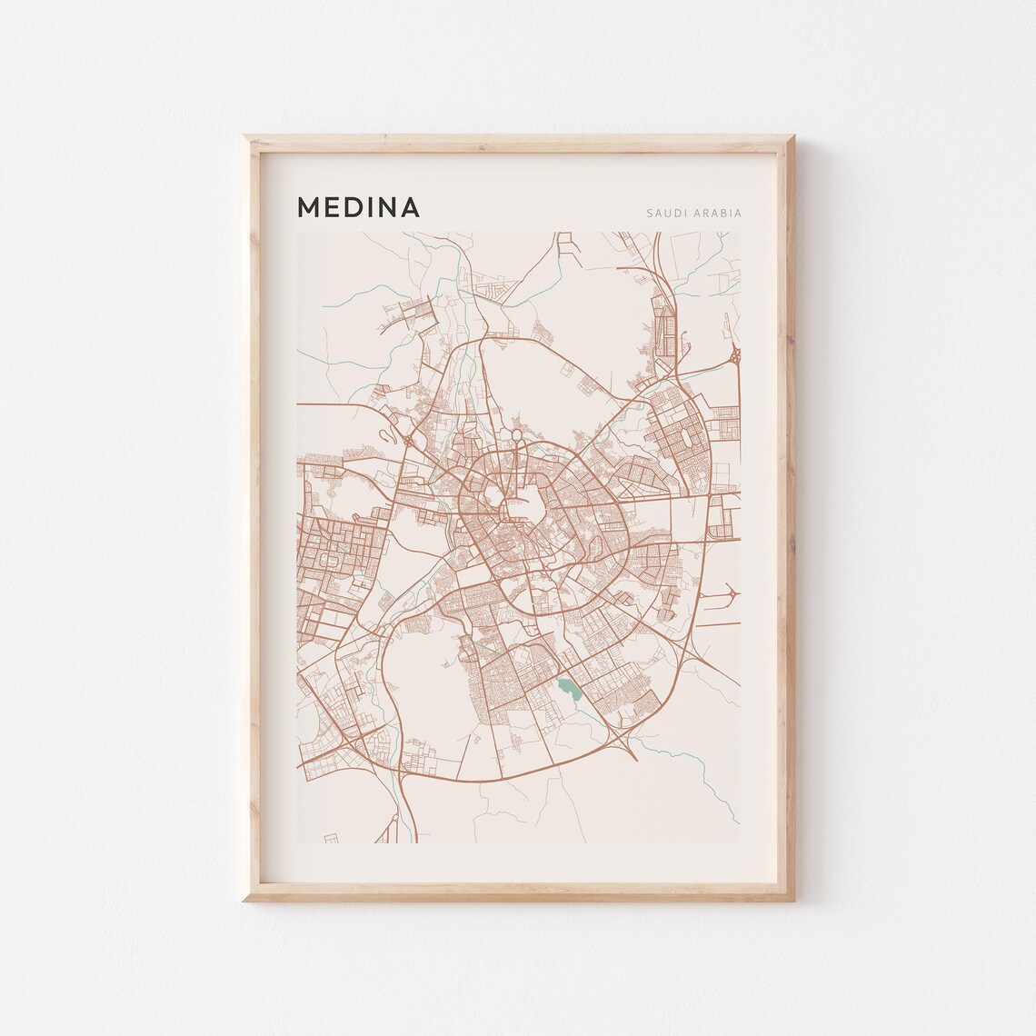 Medina Map Poster Print Wall Art Saudi Arabia Travel Gift Scandi