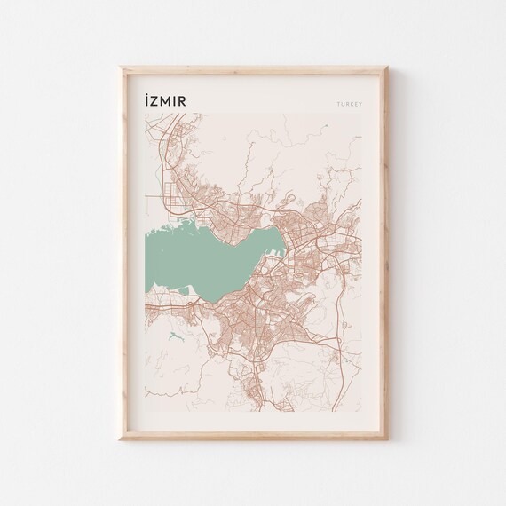 Izmir Map Poster Print Wall Art Turkey Travel Gift Minimalist