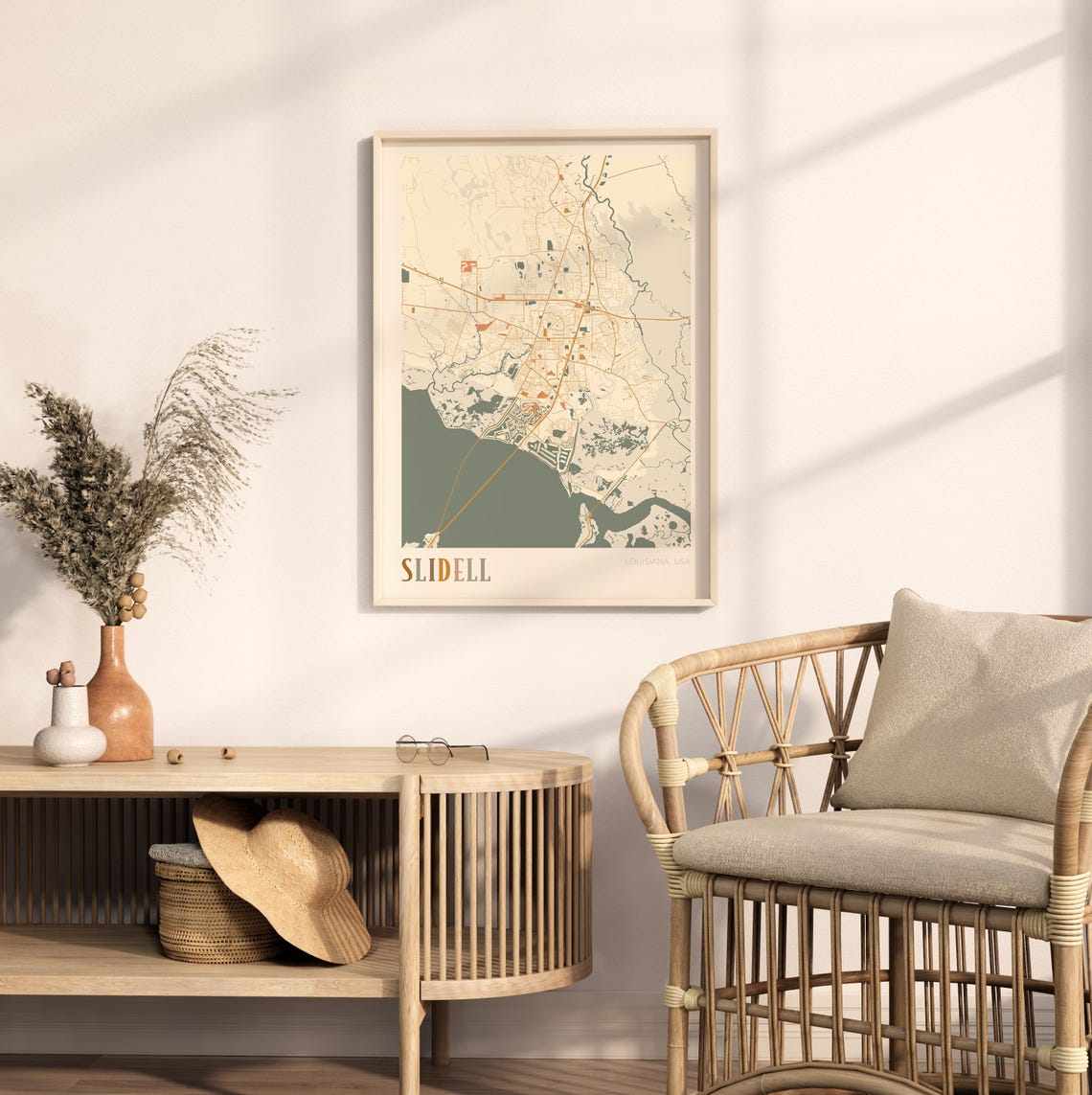Slidell Louisiana Modern Terracotta City Street Map Art Poster - Image 2