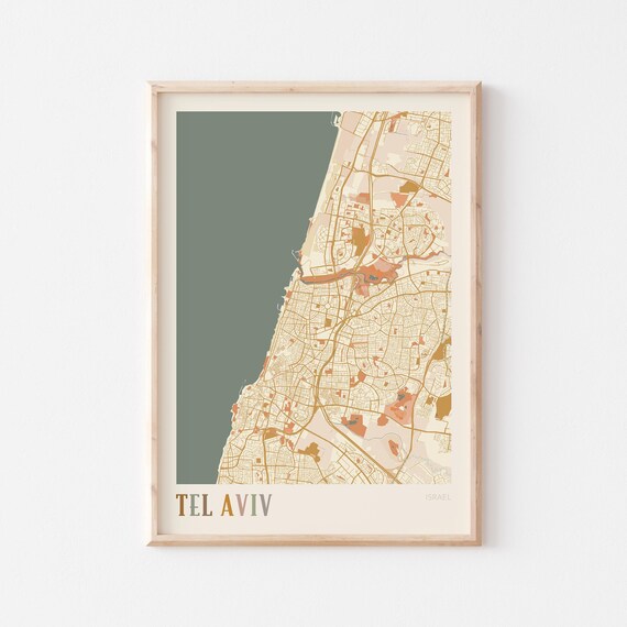 Tel Aviv Map Poster Print Wall Art Israel Travel Gift Boho
