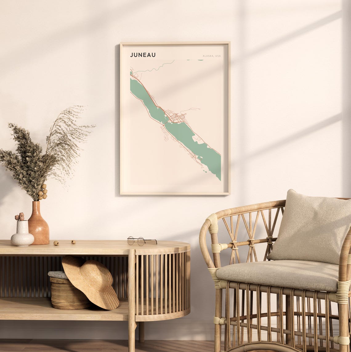 Juneau Alaska Minimalist Line Street Map Modern City Art Poster - Image 2
