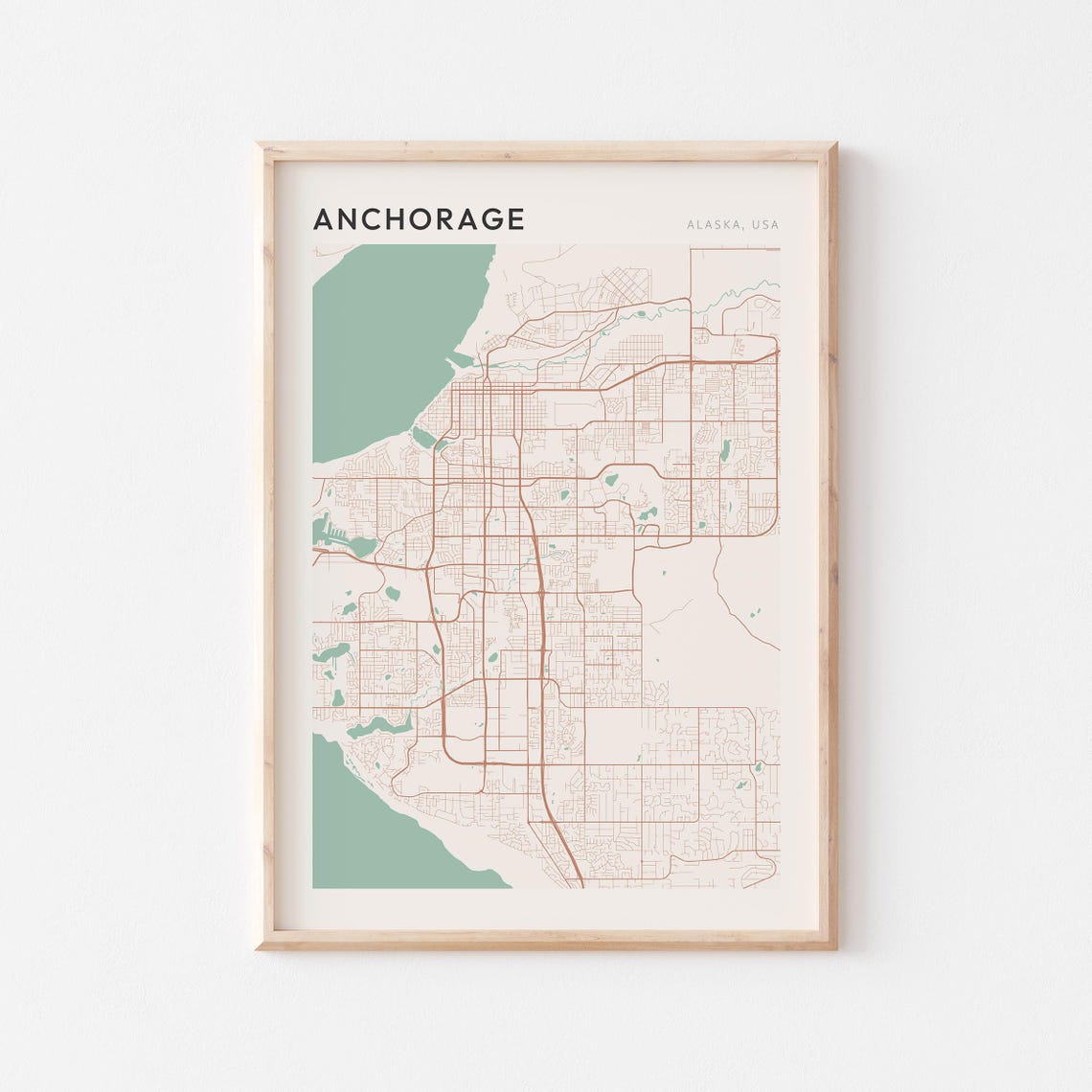 Anchorage Alaska Minimalist Line Street Map Modern City Art Poster