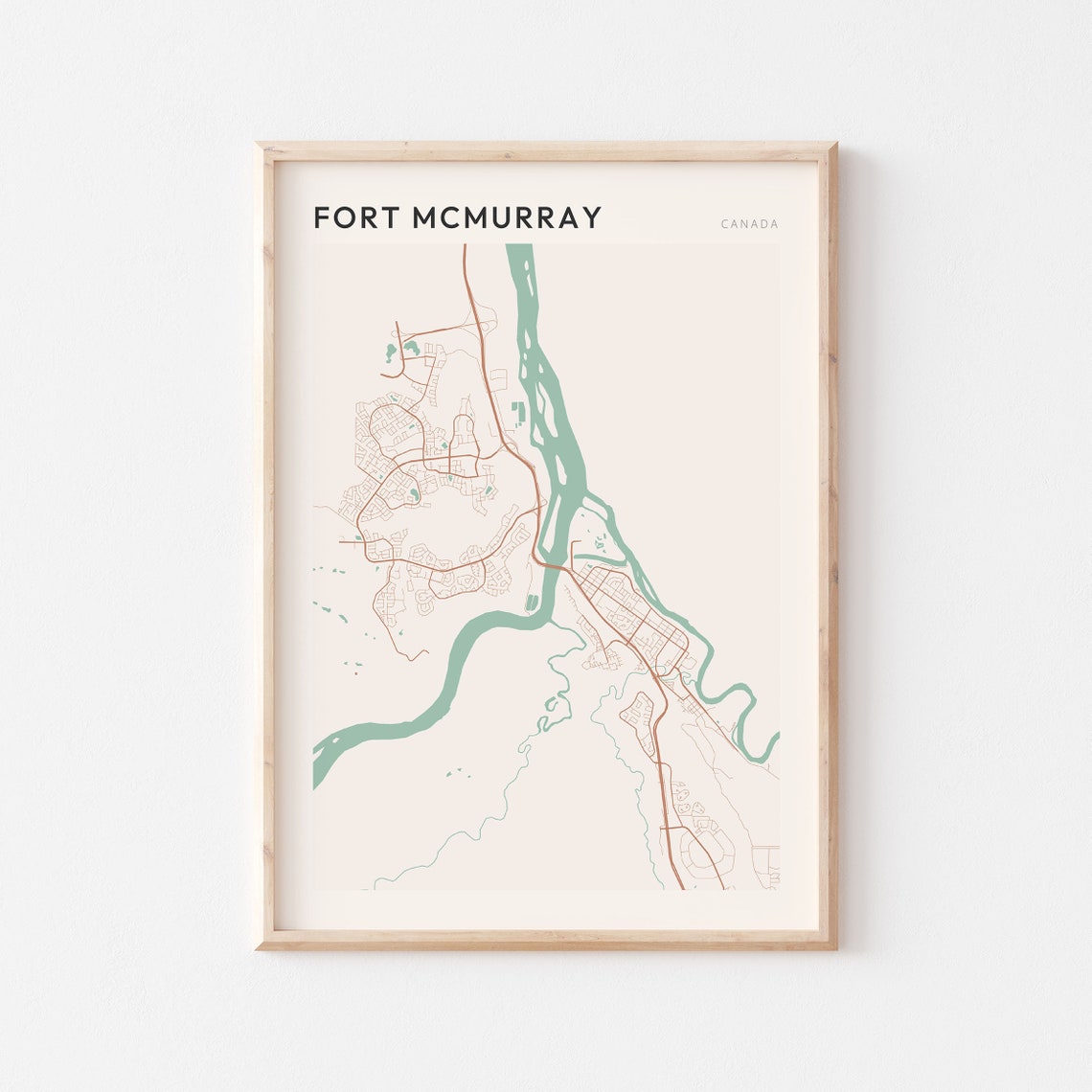 Fort McMurray Canada Minimalist City Street Map Art Poster Home Decor