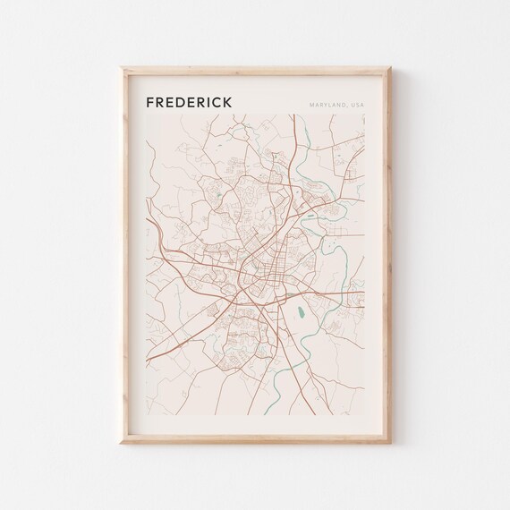 Frederick Maryland USA Soft Sage Minimalist Modern Street Map Poster