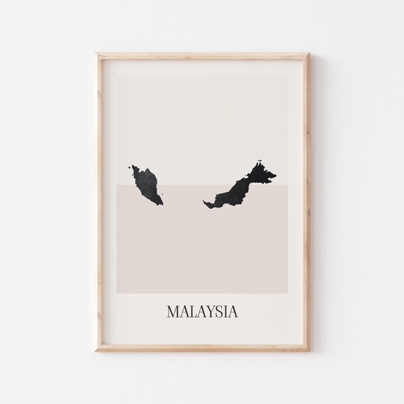 Malaysia Map Poster Print Minimalist Boho Wall Art Decor For Home Or Gift
