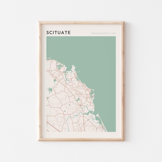 Scituate Massachusetts Modern Minimalist City Street Map Art Poster