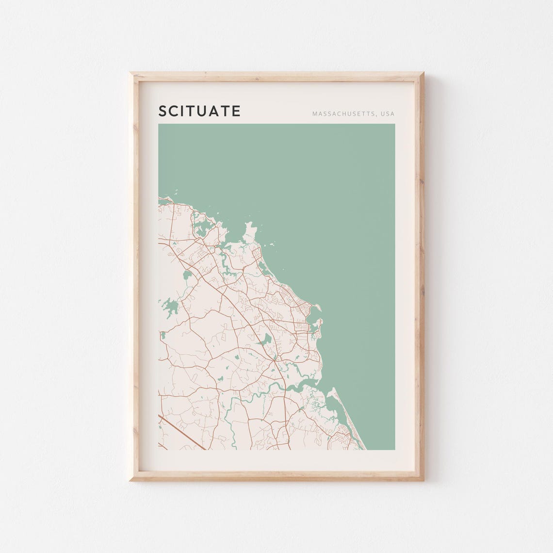 Scituate Massachusetts Modern Minimalist City Street Map Art Poster