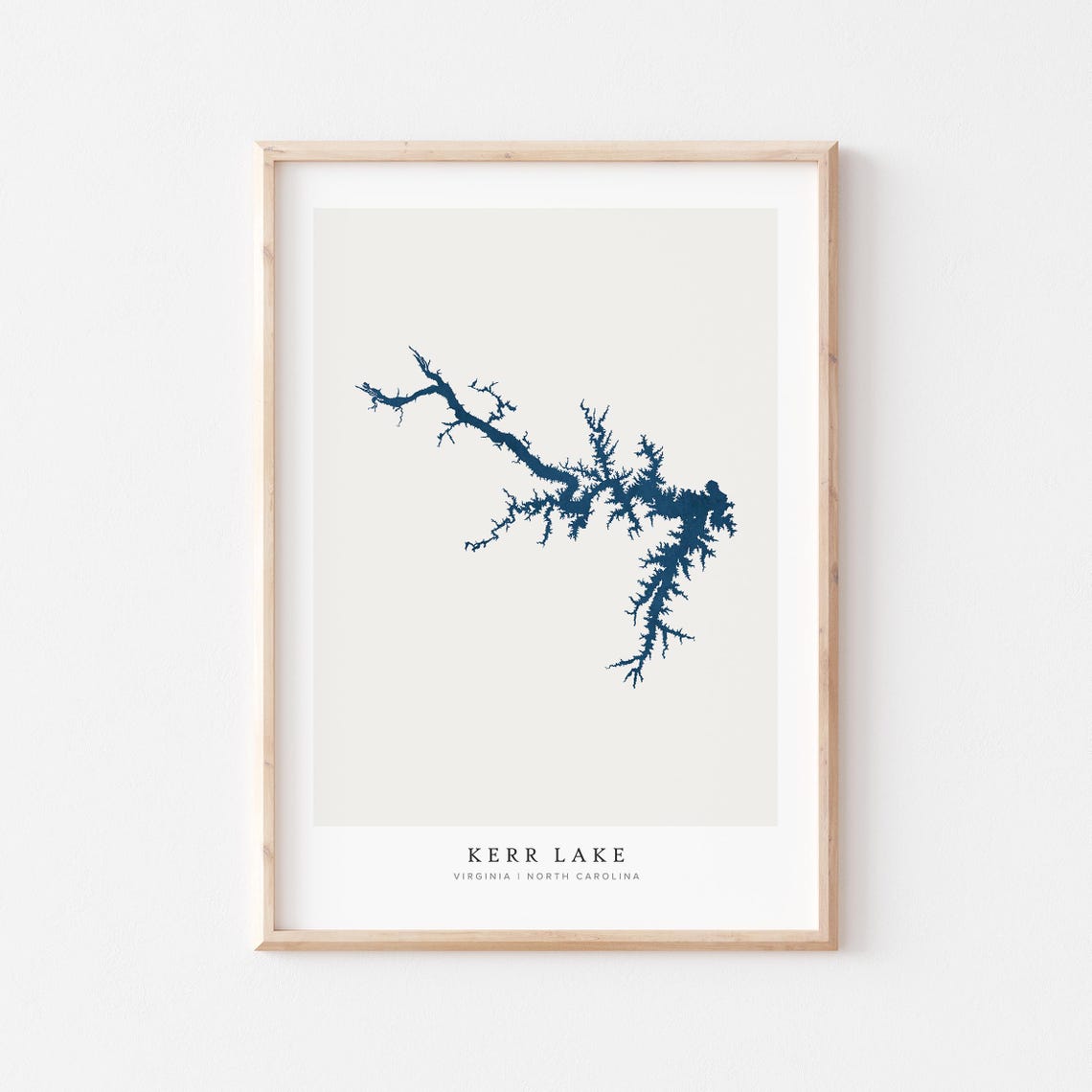 Kerr Lake Virginia North Carolina Map Silhouette Navy Art Print