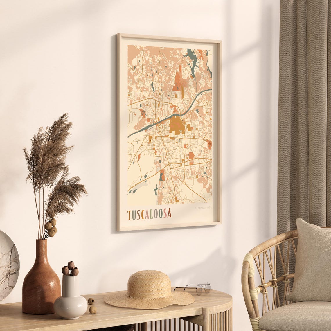 Tuscaloosa Alabama Boho City Map Art Poster Gift for Travelers - Image 3