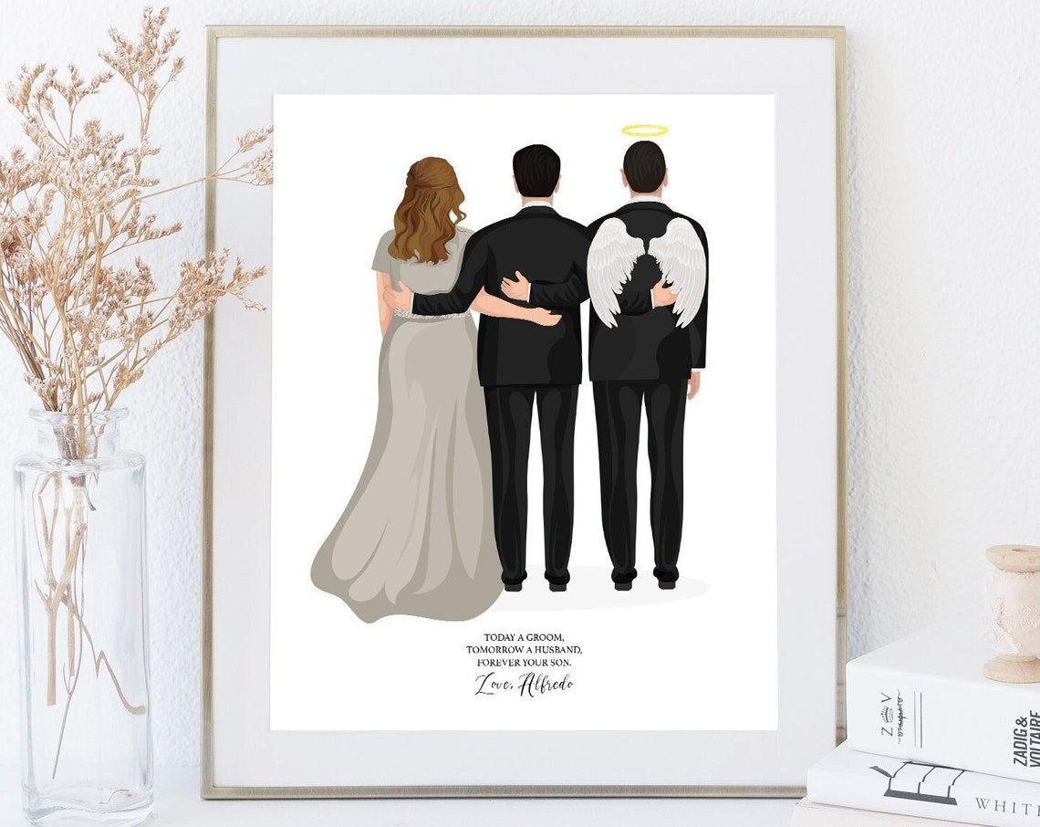 Groom With Angel Dad Memorial Custom Wedding Day Keepsake Poster