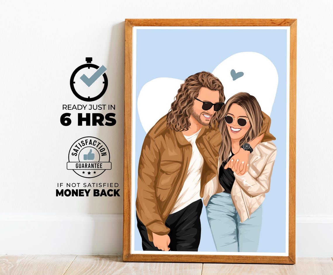 Couple Portrait Gift For Couple Engagement Drawing Boyfriend Portrait Girlfriend Gift Faceless Portrait Family Portrait Custom Gifts
