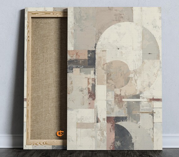 Abstract Neutral Wall Art Soft Geometric Shapes Painting Modern Minimalist Decor Contemporary Sophisticated Design 1567