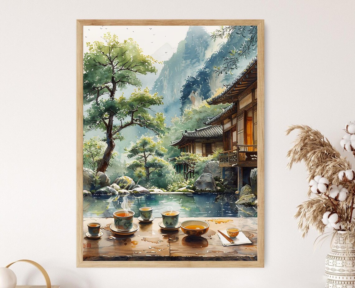 Traditional Korean Tea Ceremony, Tea House Art Print