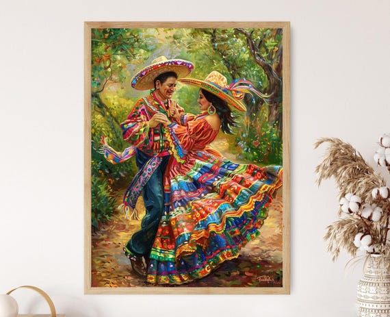 Mexican Folk Dance Art Print Beautiful Heritage Dance Illustration Wall Art For Festive Dcor Thoughtful Gift