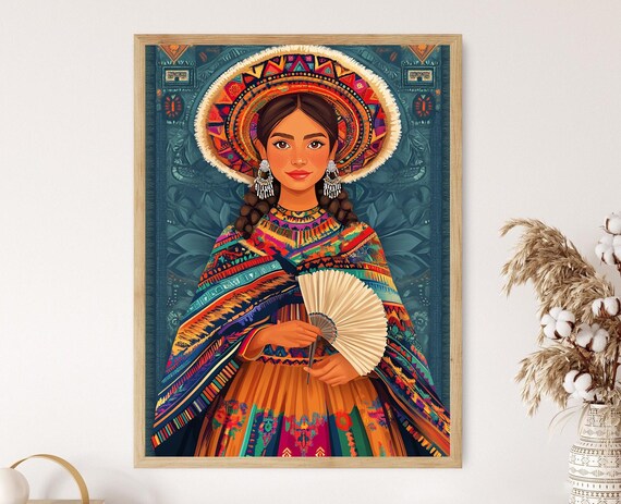 Peruvian Woman Illustration, Andean Folk Textiles