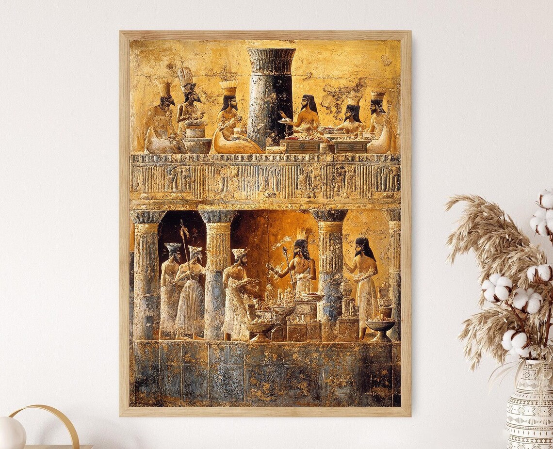 Mesopotamian Banquet, Nobles Feasting And Musicians