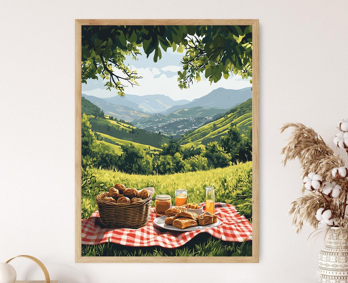 Bcharre Picnic Art Print Lebanese Mountain Landscape Scenic Outdoor Decor