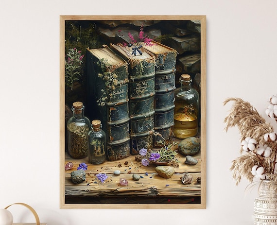 Wiccan Spellbook Art Print, Illustrated Incantations