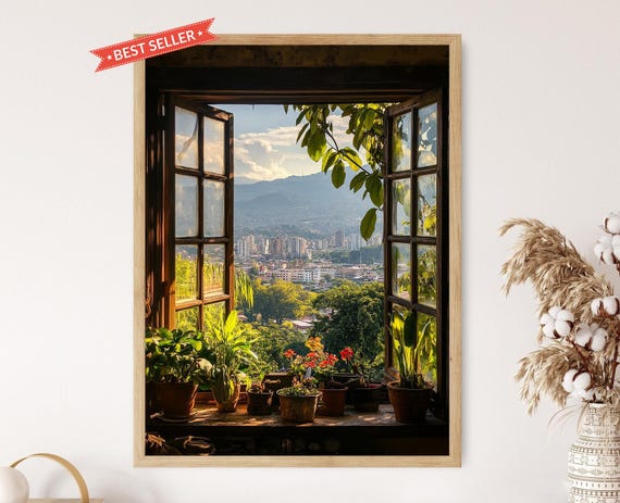 Caracas Venezuela Window View, Colonial Art Print