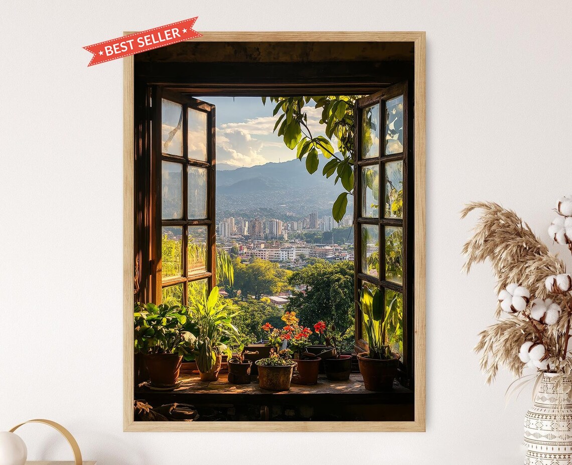Caracas Venezuela Window View, Colonial Art Print