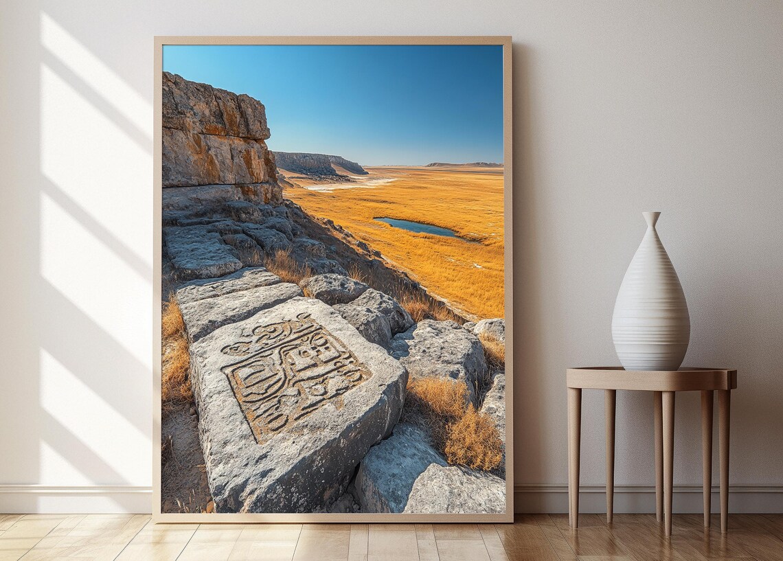 Gobustan Petroglyphs, Azerbaijani Historical Decor Poster