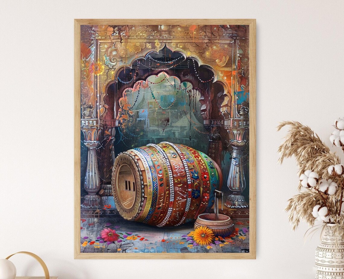 Classic Mridangam With Cultural Motifs Art Print