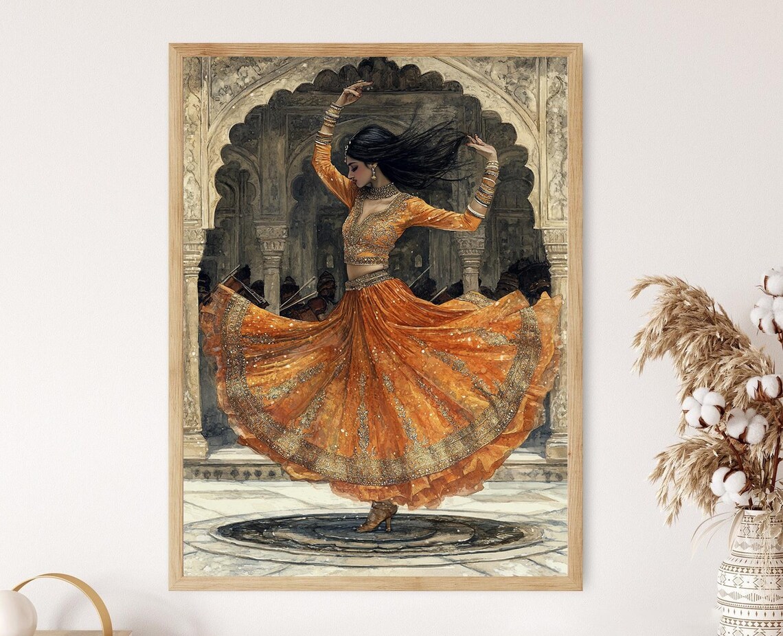 Pakistani Kathak Dance Art Print, Mughal Heritage Scene