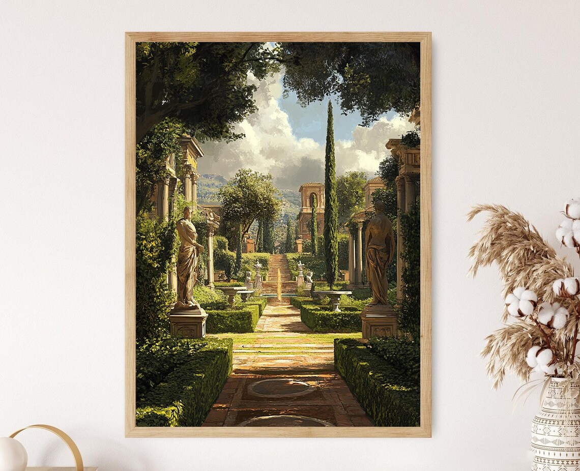 Roman Villa With Lavish Gardens, Classical Rome Art Print