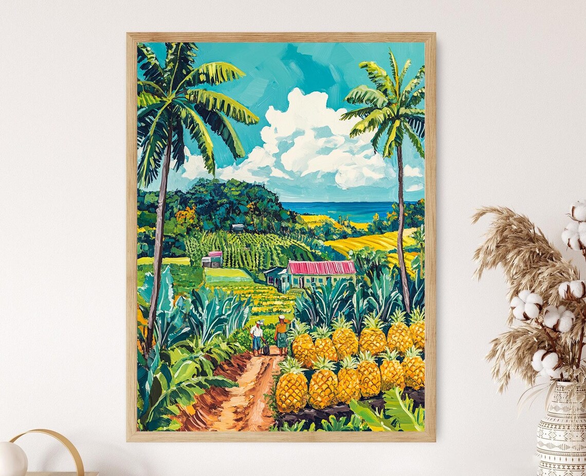 Bermuda Farm Life Art Print, Local Produce Illustration