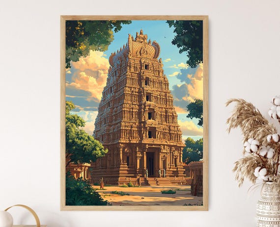 Brihadeeswarar Temple Art Print South Indian Heritage Decor Poster