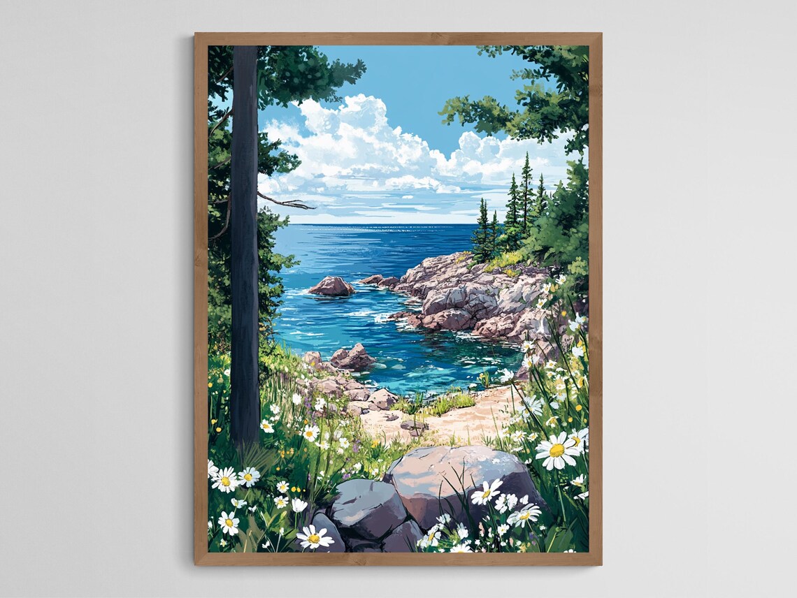 Lake Superior Rocky Beaches And Pine Trees Art Print