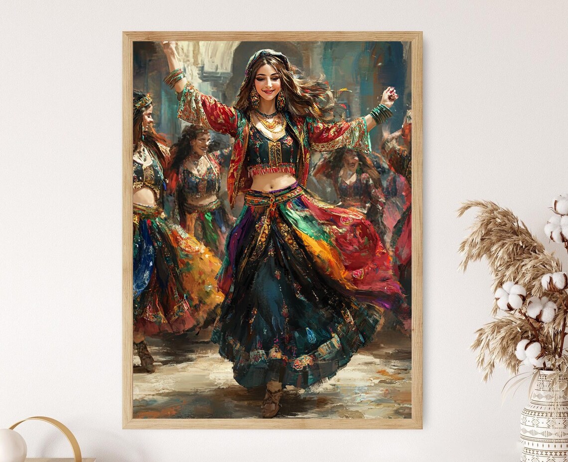 Lebanese Dabke Dance Illustration, Middle Eastern Art Print