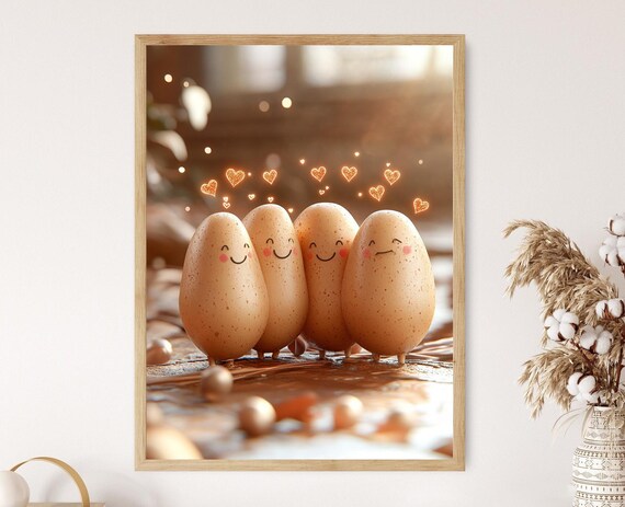 Dancing Potatos Illustration Funny Veggie Kitchen Art