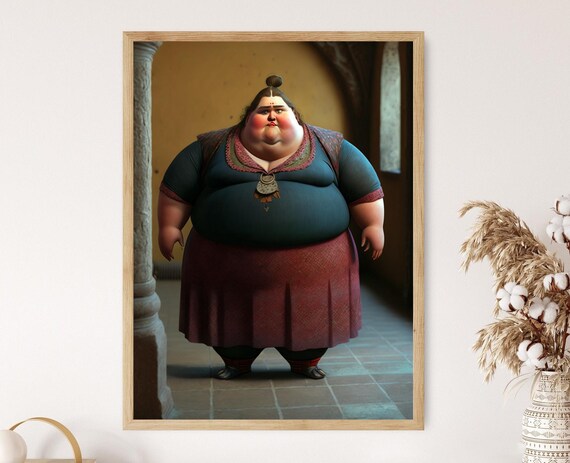Curvy Woman In Traditional Dress Portrait Bold Colors Art Poster