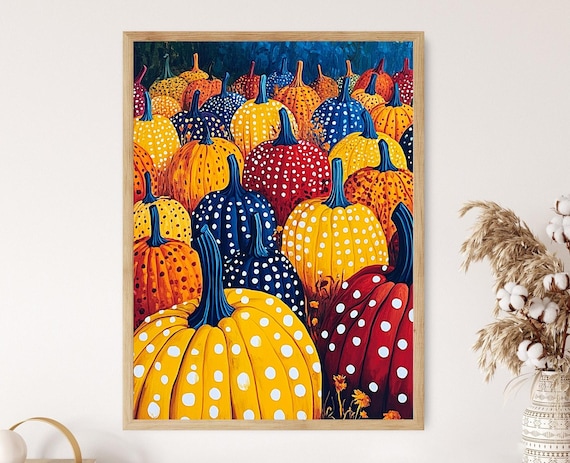 Polka Dot Pumpkin Patch Pop Art Autumn Harvest Decorative Poster