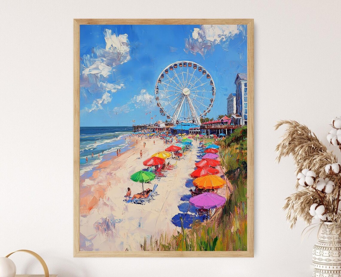 Myrtle Beach South Carolina, Boardwalk and Beach Umbrellas
